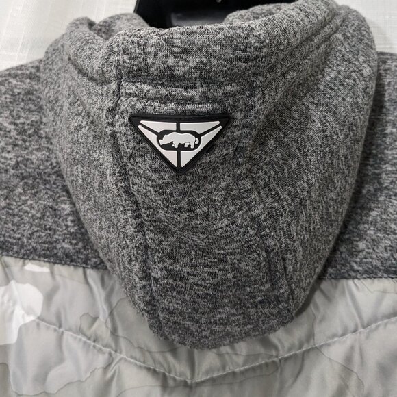 Mens Ecko Unltd Camo Quilted Zip-Up Hooded Jacket Size Small Gray - Picture 7 of 9